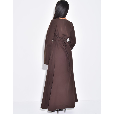 Long dress with buttons and lace-up back