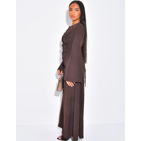 Long dress with buttons and lace-up back