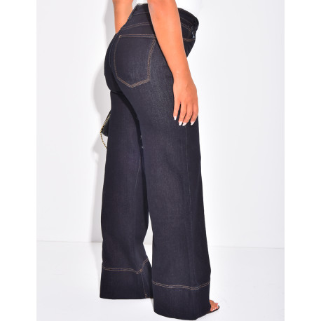 Weite Stretchjeans mit Umschlag