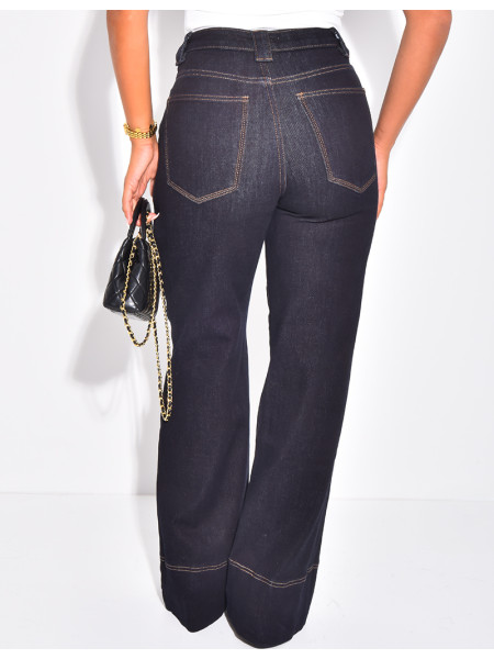 Weite Stretchjeans mit Umschlag