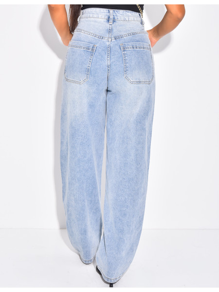 Jeans coupe ballon à taille mi haute