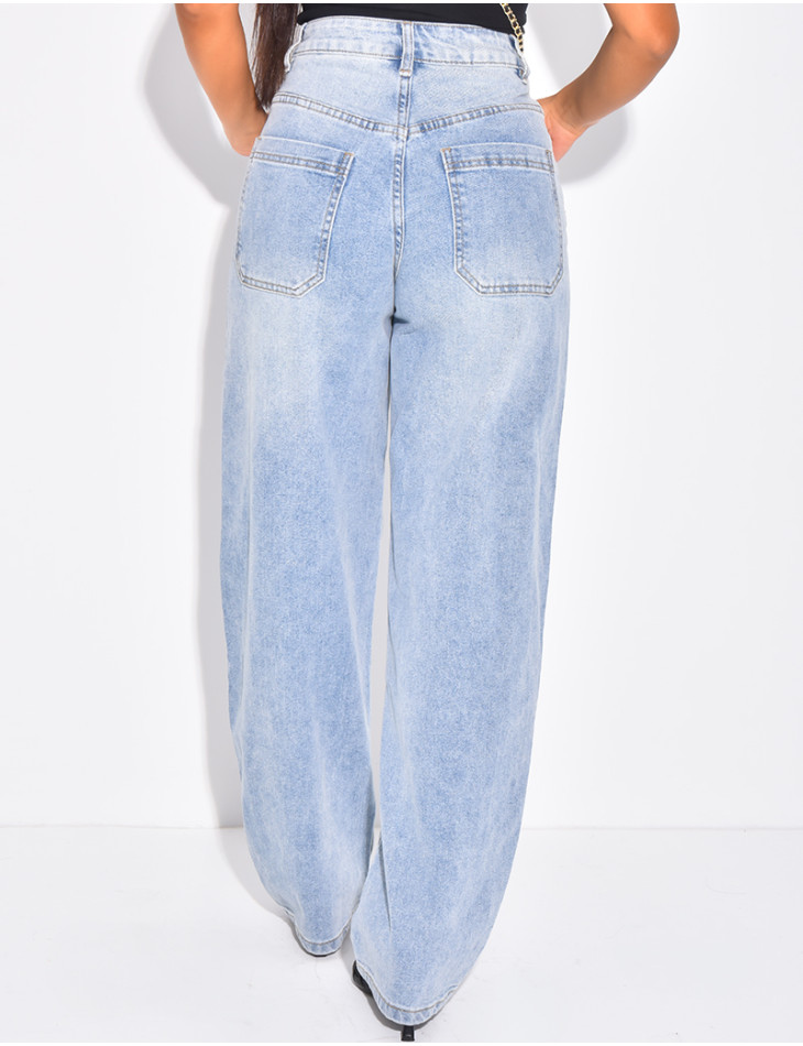 Jeans coupe ballon à taille mi haute