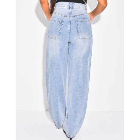 Jeans coupe ballon à taille mi haute