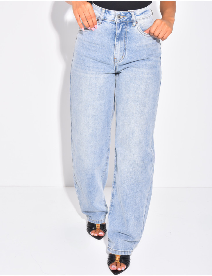 Jeans coupe ballon à taille mi haute