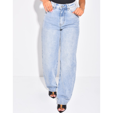 Jeans coupe ballon à taille mi haute