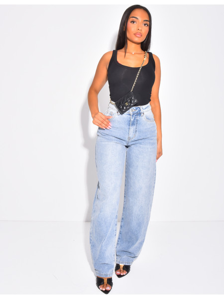 Jeans coupe ballon à taille mi haute