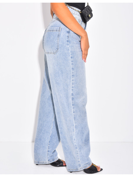 Jeans coupe ballon à taille mi haute