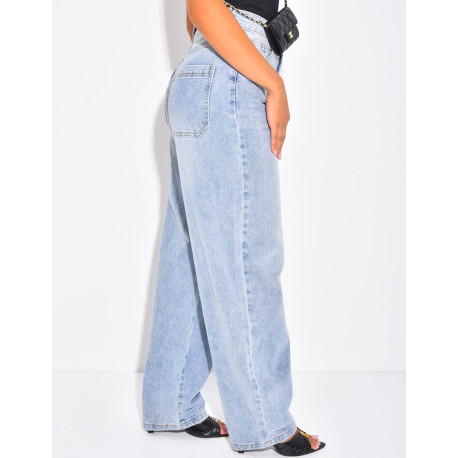 Jeans coupe ballon à taille mi haute