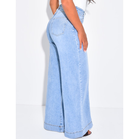Jeans coupe large à coutures apparentes