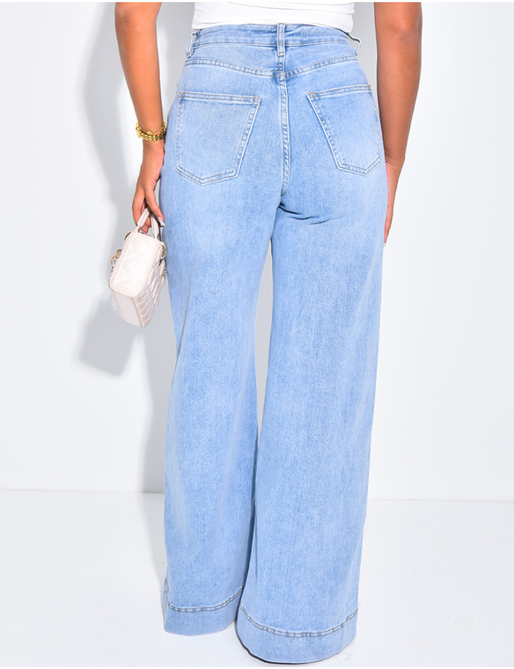 Jeans coupe large à coutures apparentes
