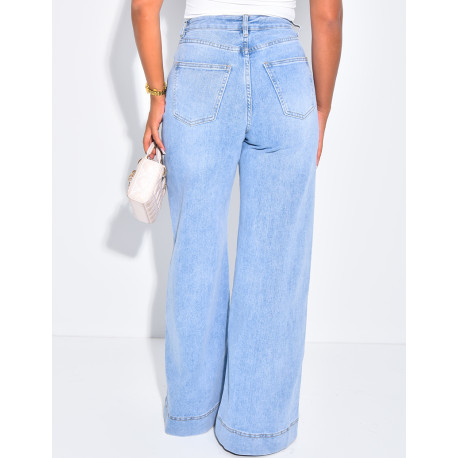 Jeans coupe large à coutures apparentes