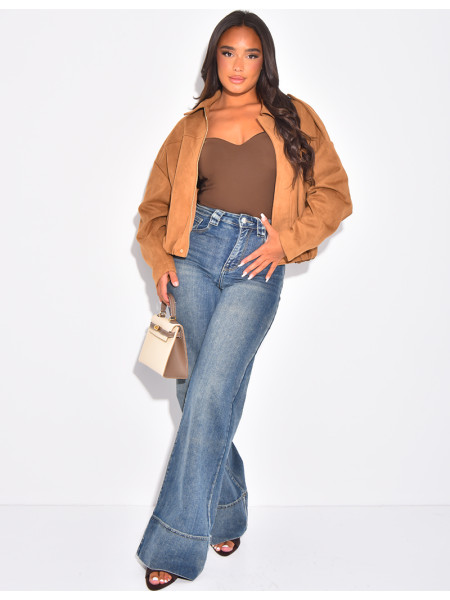 Veste oversize en suédine camel