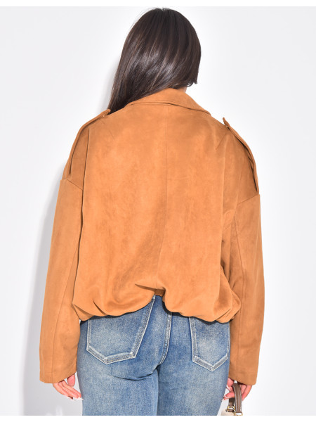 Veste oversize en suédine camel