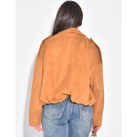 Veste oversize en suédine camel