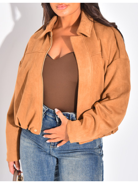 Veste oversize en suédine camel