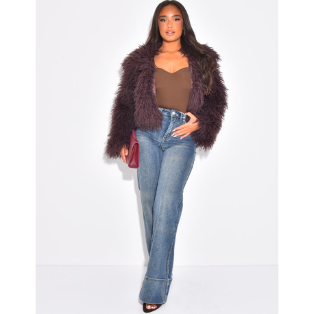 Kurzer Mantel mit flauschigem Fell