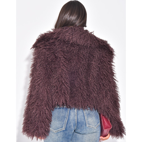 Kurzer Mantel mit flauschigem Fell