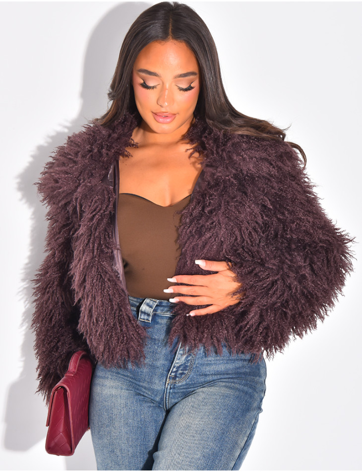 Manteau court à fourrure fluffy