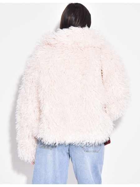 Kurzer Mantel mit flauschigem Fell