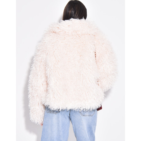 Kurzer Mantel mit flauschigem Fell