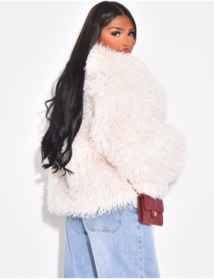 Kurzer Mantel mit flauschigem Fell