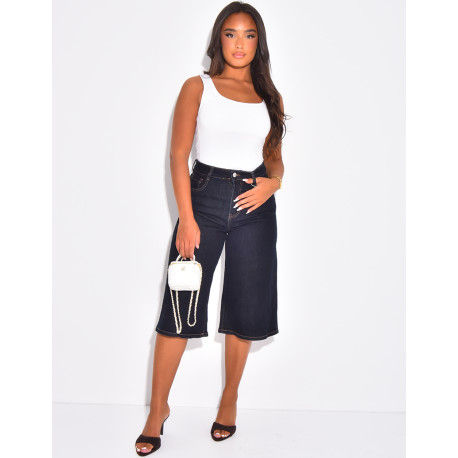 Bermuda en jeans stretch bleu brut