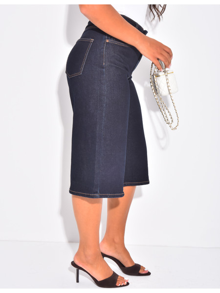 Bermuda en jeans stretch bleu brut
