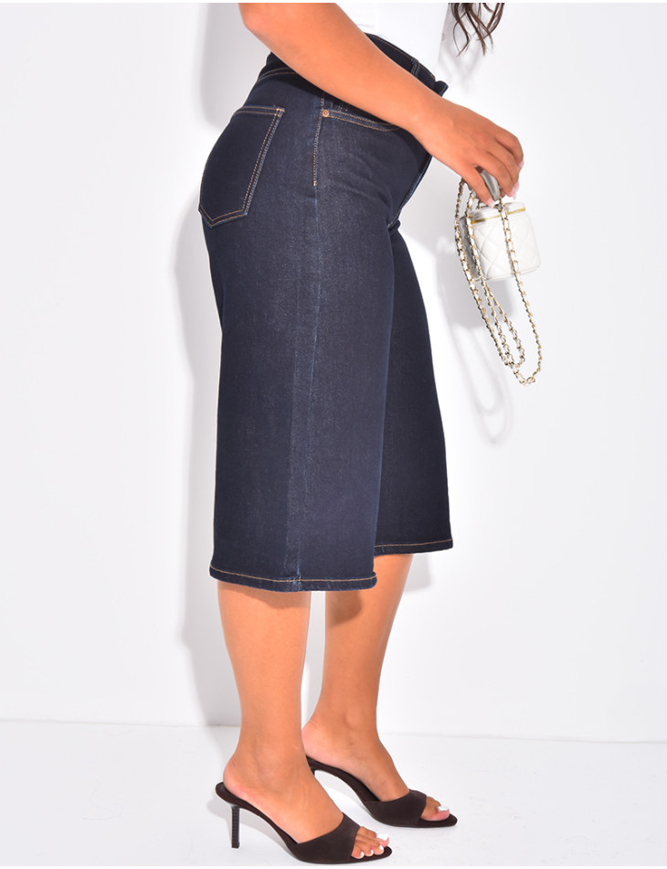 Bermuda en jeans stretch bleu brut