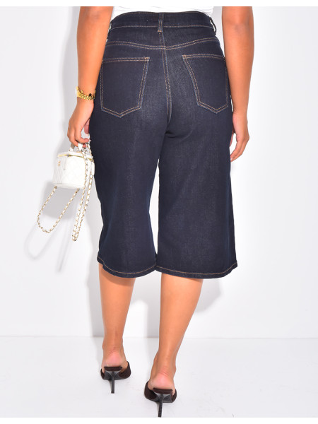 Bermuda en jeans stretch bleu brut