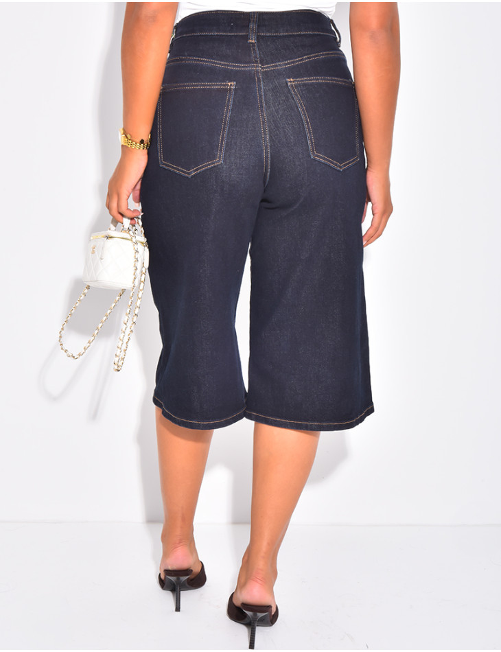 Bermuda en jeans stretch bleu brut