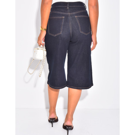 Bermuda en jeans stretch bleu brut