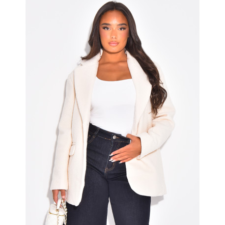 Blazer oversize en laine bouclée premium