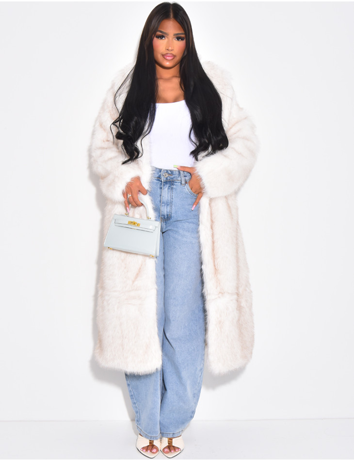 Manteau oversize à fourrure premium