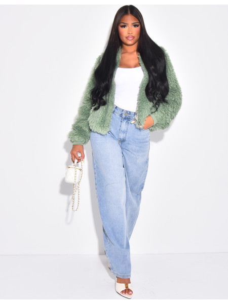 Short coat with fluffy fur