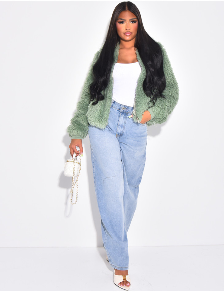 Short coat with fluffy fur