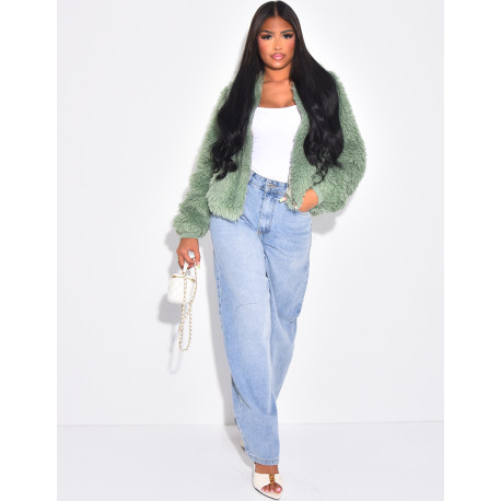 Short coat with fluffy fur