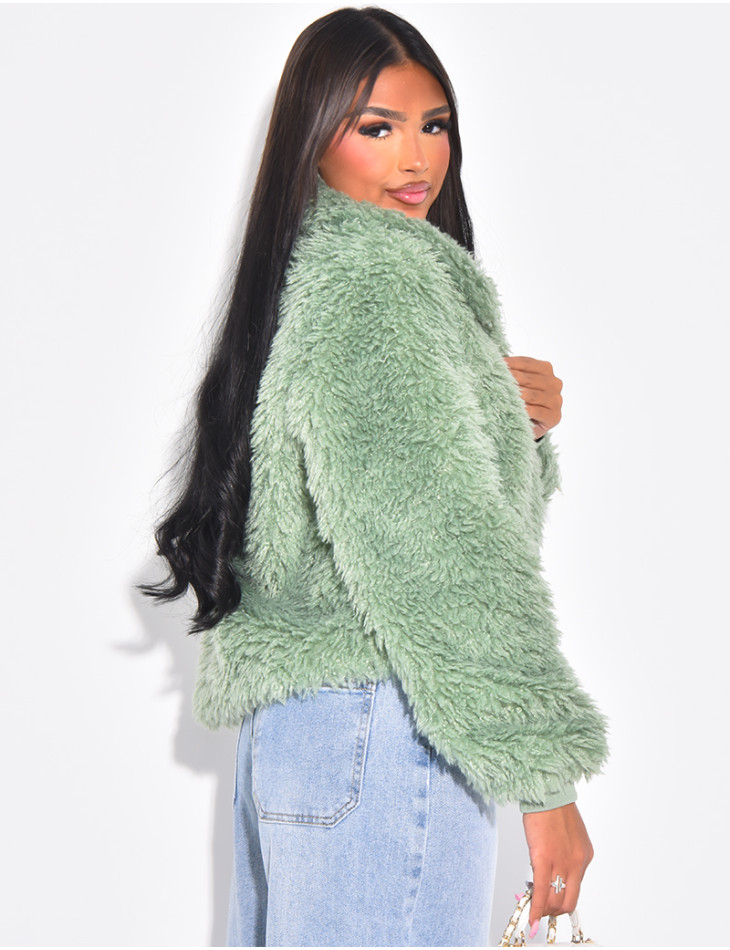 Short coat with fluffy fur