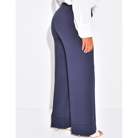 Pantalon de tailleur taille haute à revers