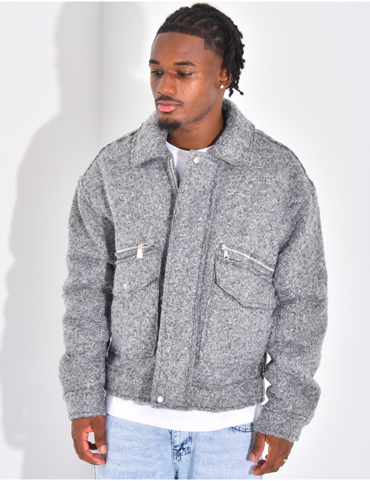 Mottled jacket with pockets