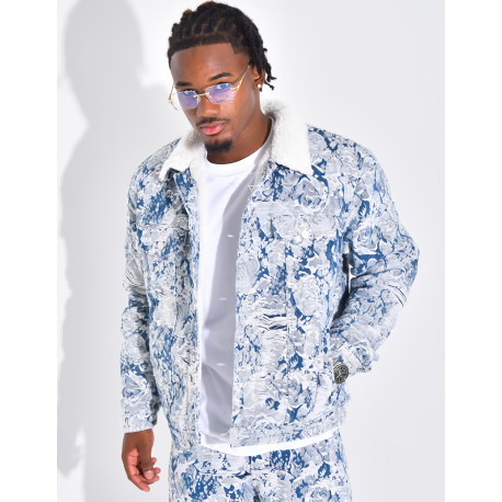 Veste à motifs avec fourrure sur le col