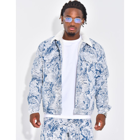 Veste à motifs avec fourrure sur le col