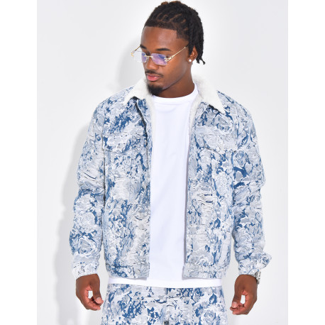 Veste à motifs avec fourrure sur le col