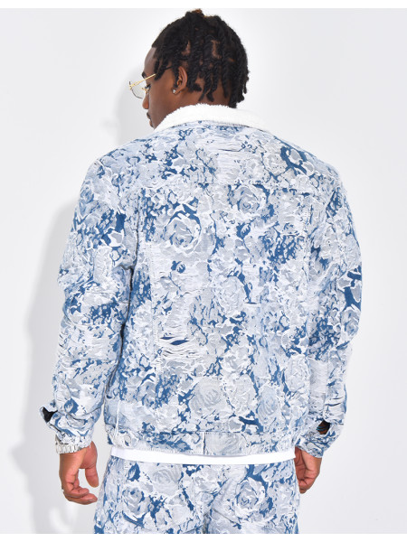 Veste à motifs avec fourrure sur le col