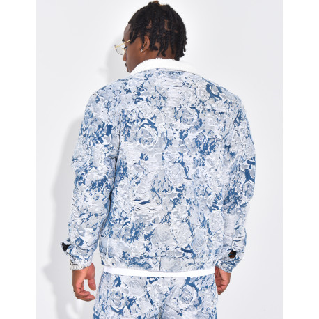 Veste à motifs avec fourrure sur le col