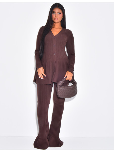 Ensemble pull évasé manches longue & pantalon en laine