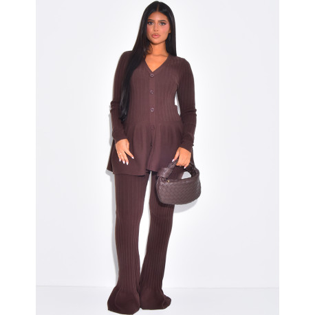 Ensemble pull évasé manches longue & pantalon en laine