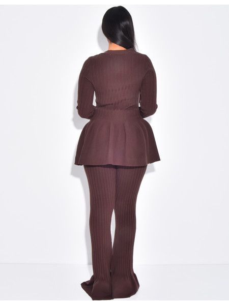 Ensemble pull évasé manches longue & pantalon en laine