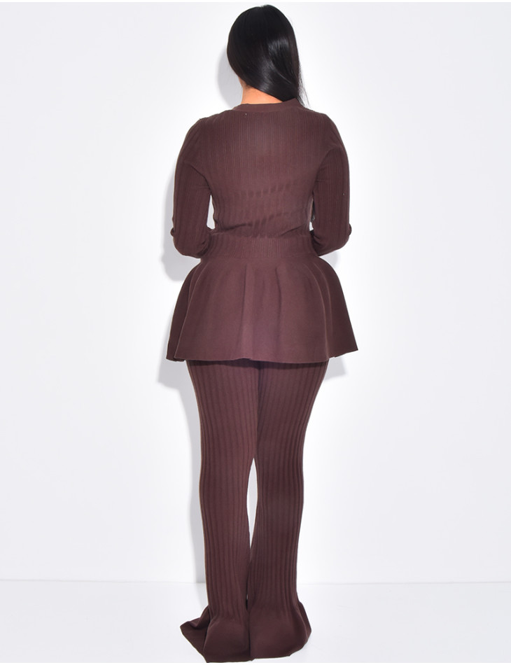 Ensemble pull évasé manches longue & pantalon en laine