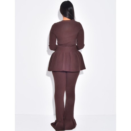 Ensemble pull évasé manches longue & pantalon en laine