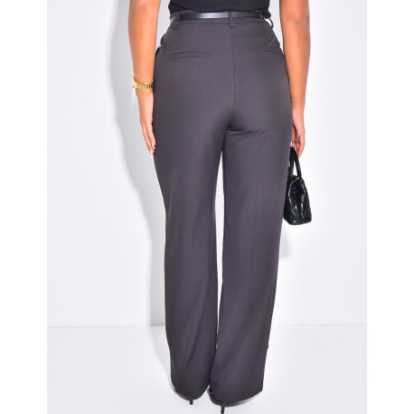 Gerade geschnittene Anzughose mit Gürtel